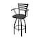 Holland Bar Stool Co Jackie with Arms 25 in. Swivel Counter Stool with Black Wrinkle Finish and Canter Iron Seat 415 - alternate 1